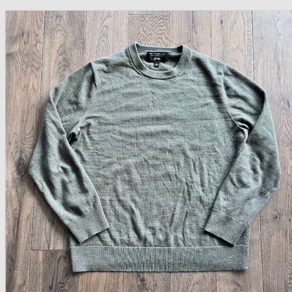 Banana Republic Italian Merino Wool Crewneck Sweater Size L Green Baruffa Knit - Picture 2 of 8